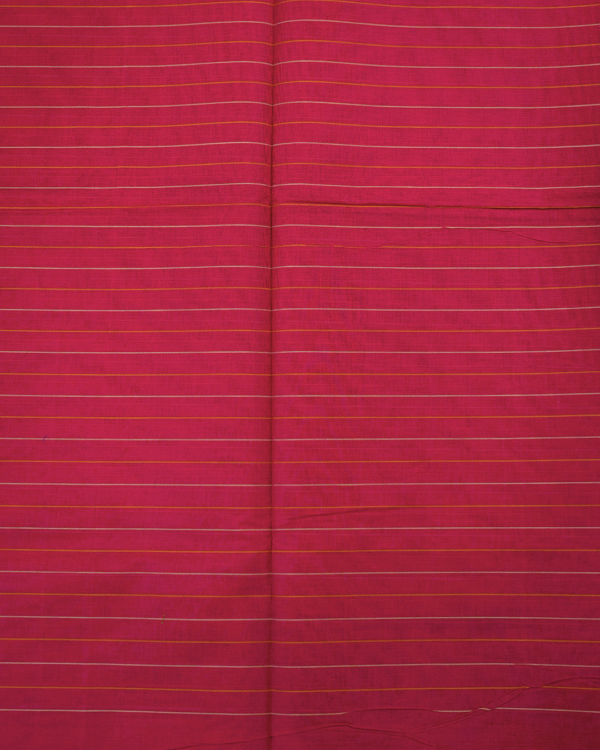 028 PURE COTTON SAREES - Deep Crimson with Antique Gold