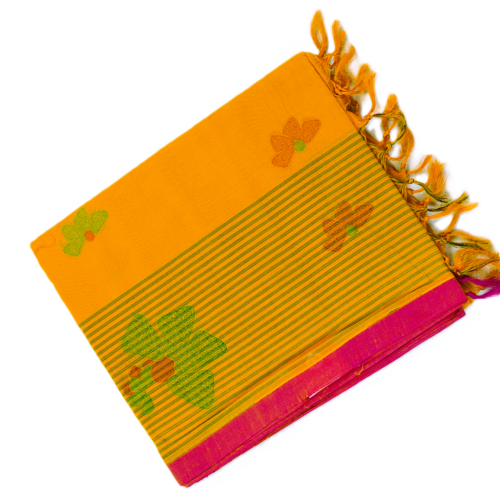 PURE COTTON SAREES - Mustard Yellow