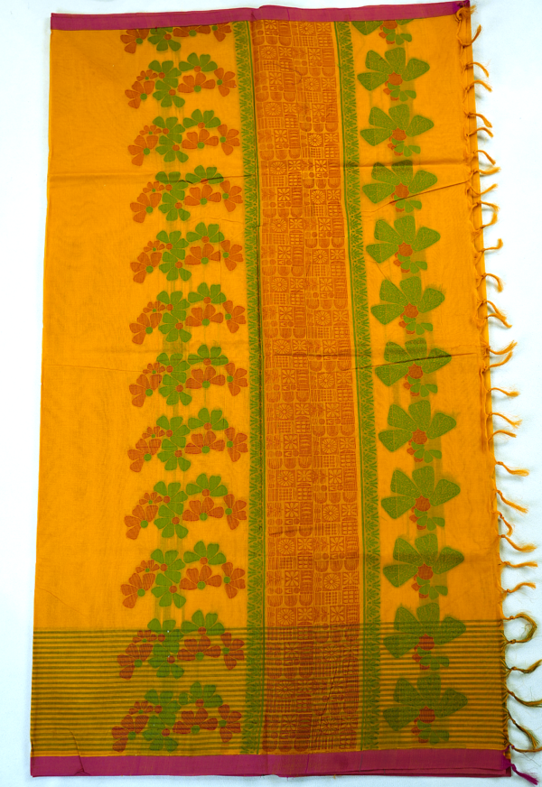 PURE COTTON SAREES - Mustard Yellow
