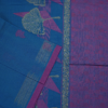 07 PURE COTTON SAREES - Denim Blue with Magenta Purple