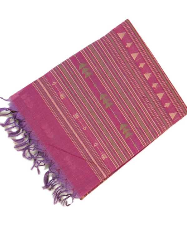 PURE COTTON SAREES - Magenta Pink with Antique Gold & Purple