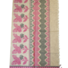 .1 PURE COTTON SAREES - Beige Grey with Pink & Charcoal Grey