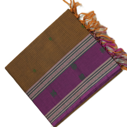 PURE COTTON - Chocolate Brown with Wine Purple & Teal Green