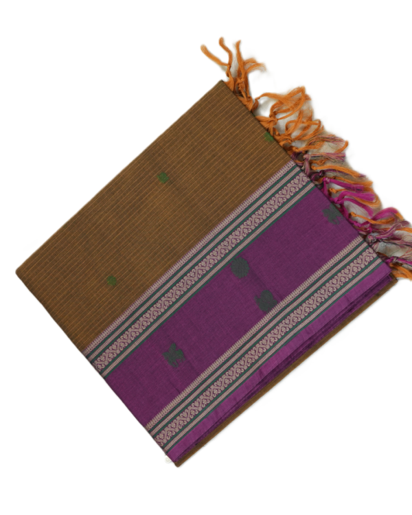1 PURE COTTON - Chocolate Brown with Wine Purple & Teal Green