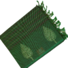 PURE COTTON SAREES -  Deep Forest Green with Lime Green & Magenta Accents