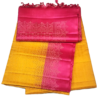 1 SOFT SILK SAREES - Mustard Yellow with Rani Pink