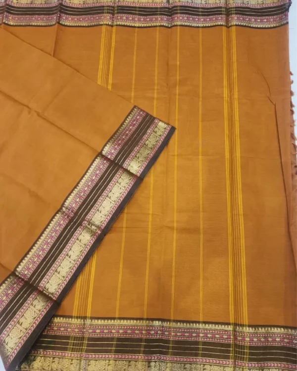 CHETTINAD COTTON SAREES  - Mustard Orange