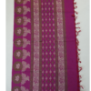 PURE COTTON SAREE - Magenta Pink with Olive Green Border