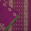 PURE COTTON SAREE - Magenta Pink with Olive Green Border