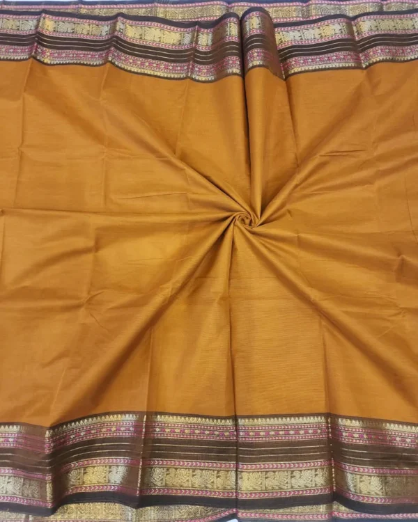 CHETTINAD COTTON SAREES  - Mustard Orange
