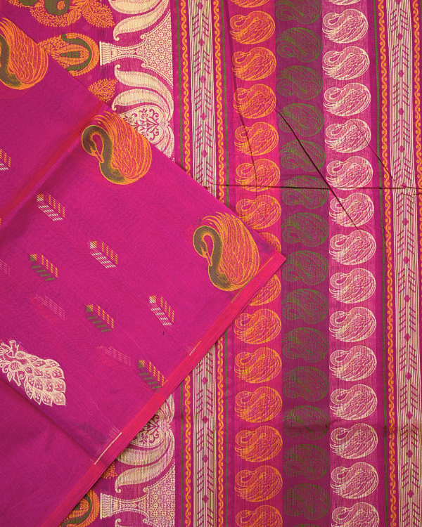 PURE COTTON SAREES - Rani Pink