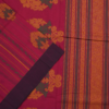 PURE COTTON SAREE - Wine Red with Plum Purple & Mustard Gold