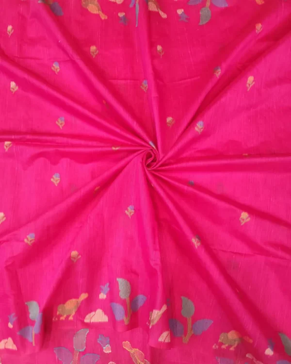 PURE COTTON SAREE - Rani Pink