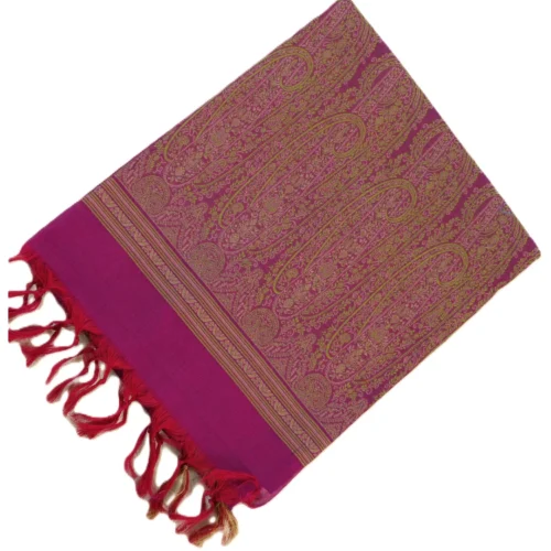 PURE COTTON SAREES - Deep Magenta with Antique Gold