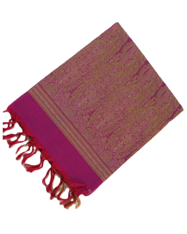 PURE COTTON SAREES - Deep Magenta with Antique Gold