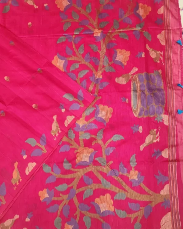 PURE COTTON SAREE - Rani Pink
