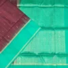 SOFT SILK SAREE - Green with Deep Wine Purple Contrast