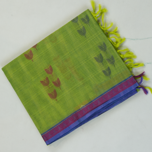 PURE COTTON SAREE - Parrot Green