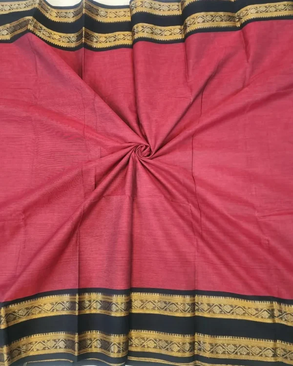 CHETTINAD COTTON SAREES  - Wine Red