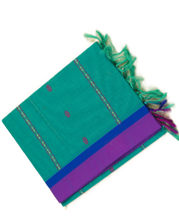 PURE COTTON SAREES - Teal Green