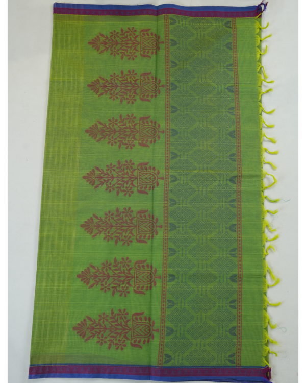 14 PURE COTTON SAREE - Parrot Green
