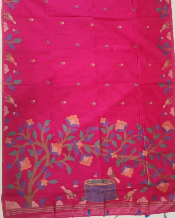 PURE COTTON SAREE - Rani Pink