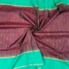 SOFT SILK SAREE - Green with Deep Wine Purple Contrast