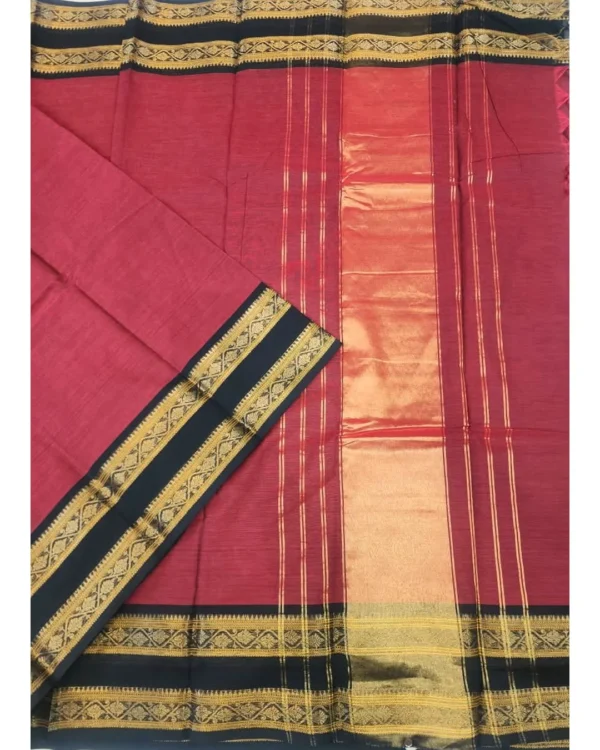 CHETTINAD COTTON SAREES  - Wine Red