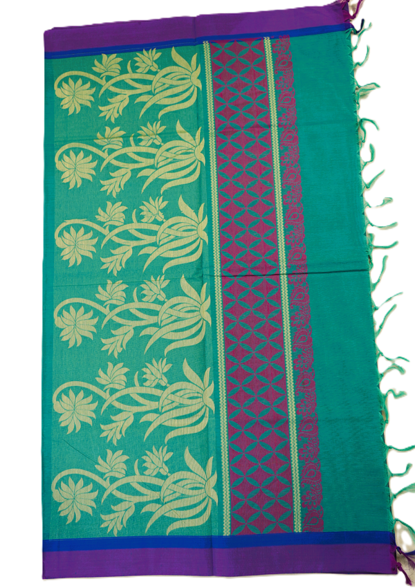 PURE COTTON SAREES - Teal Green