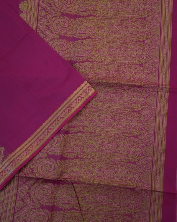 PURE COTTON SAREES - Deep Magenta with Antique Gold
