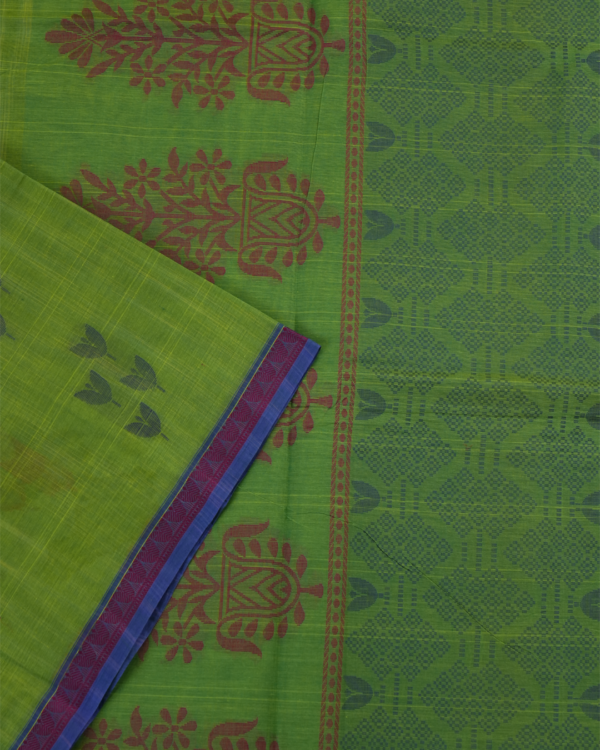 15 PURE COTTON SAREE - Parrot Green