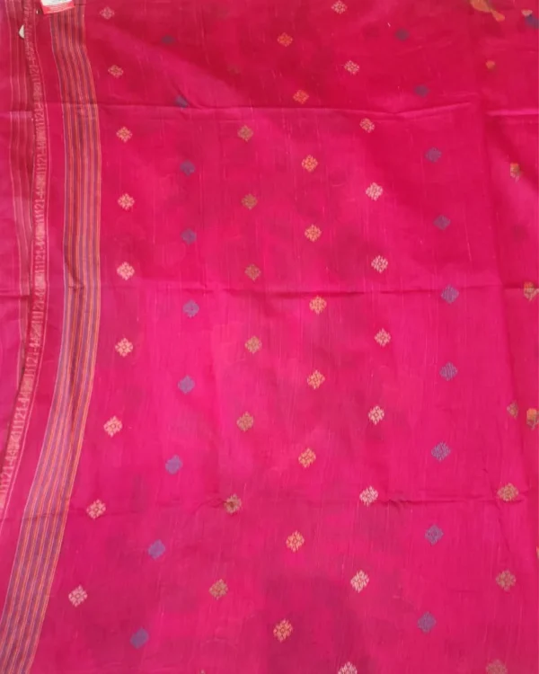 PURE COTTON SAREE - Rani Pink