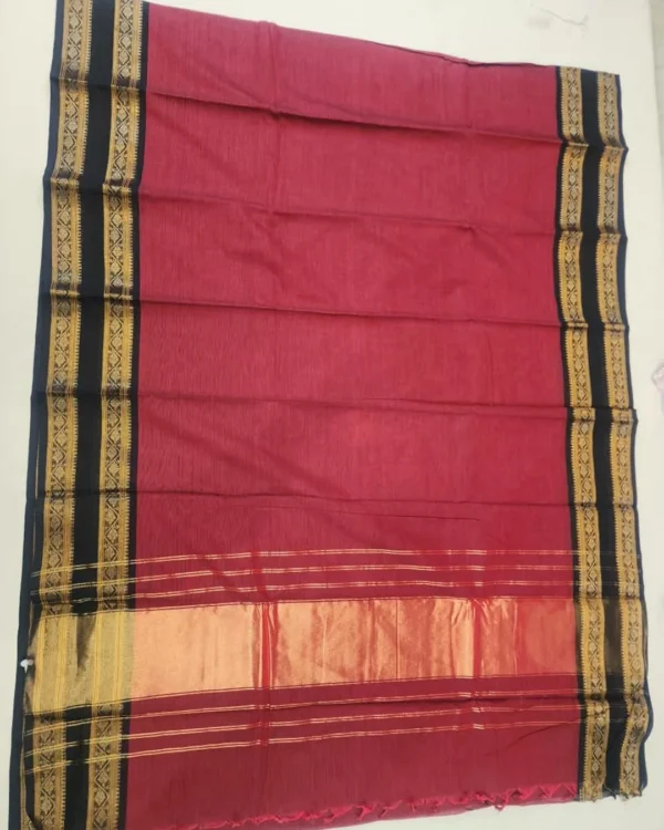 CHETTINAD COTTON SAREES  - Wine Red