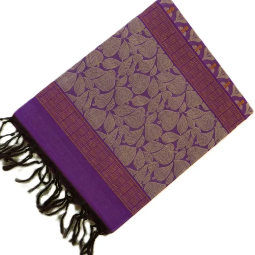 PURE COTTON SAREES - Deep Violet with Antique Gold & Black