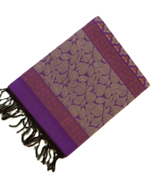 PURE COTTON SAREES - Deep Violet with Antique Gold & Black