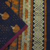 PURE COTTON SAREE - Midnight Navy Blue with Wine & Antique Gold