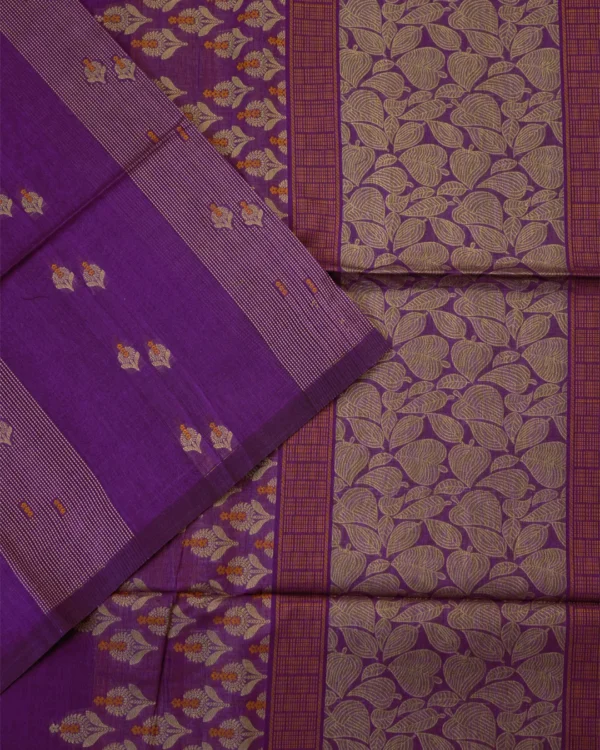 PURE COTTON SAREES - Deep Violet with Antique Gold & Black