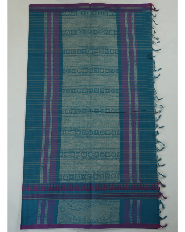 PURE COTTON SAREE - Teal Blue