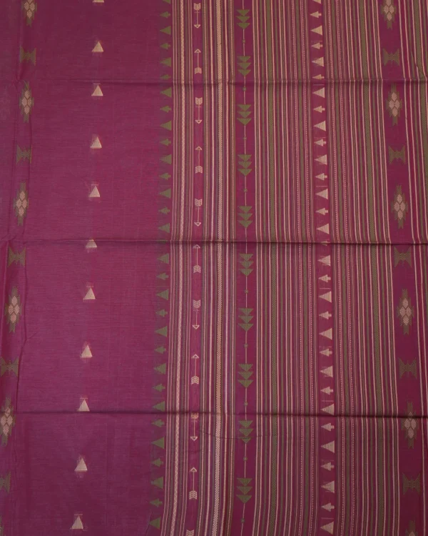 PURE COTTON SAREES - Magenta Pink with Antique Gold & Purple