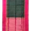 SOFT SILK SAREE - Dark Bottle Green with Magenta Pink Contrast