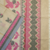 .2 PURE COTTON SAREES - Beige Grey with Pink & Charcoal Grey