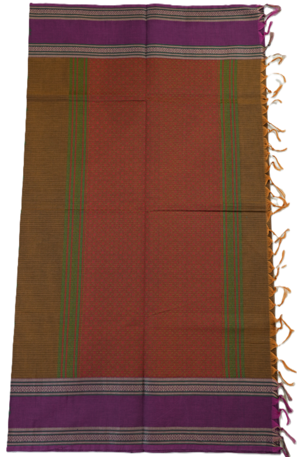 2 PURE COTTON - Chocolate Brown with Wine Purple & Teal Green