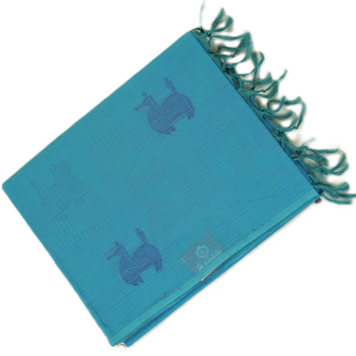 PURE COTTON SAREES - Teal Blue