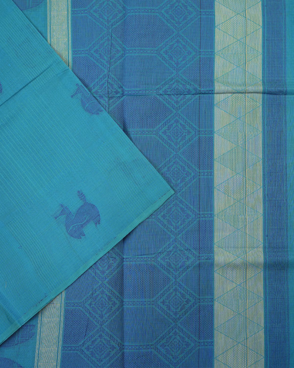 .23 PURE COTTON SAREES - Teal Blue