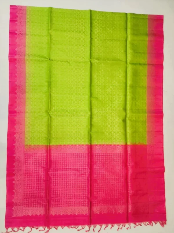 23 SOFT SILK SAREES - Parrot Green with Rani Pink