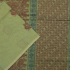 PURE COTTON SAREE - Sage Green with Maroon