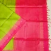 24 SOFT SILK SAREES - Parrot Green with Rani Pink