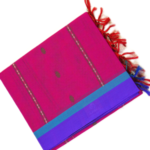 PURE COTTON SAREES - Rani Pink