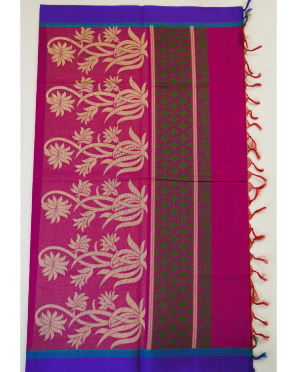 PURE COTTON SAREES - Rani Pink
