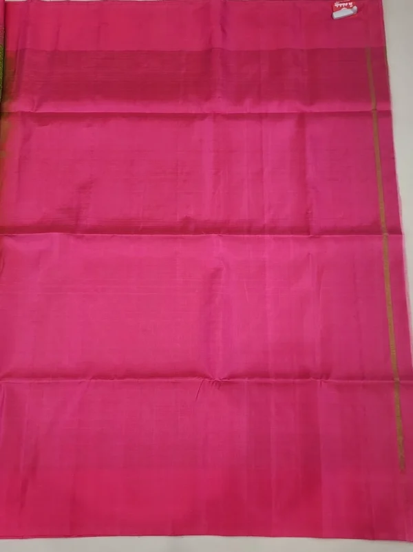 26 SOFT SILK SAREES - Parrot Green with Rani Pink